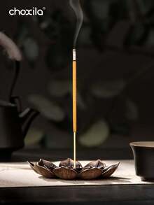 choxila 1pc Lotus Shaped Aromatherapy Burner, Minimalist Metal Incense Holder Base, Suitable For Holiday Decor, Yoga Studio Decor And Aromatherapy. Can Also Be Used As Housewarming Gift, Souvenir Or Holiday Gift For Friends, Ladies Or As Back To School Gift, Souvenir Or Living Room Decor - Incense Burner - View 5