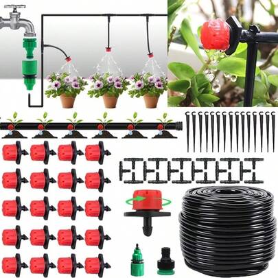 Eight Hole Adjustable Drip Irrigation Little Red Riding Hood Drip Head, Made Of High-Quality Plastic Material, Equipped With Adjustable Drip Head, DIY Drip Irrigation System Automatic Watering Garden Water Pipe Micro Drip Irrigation Set
