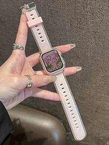 1条男女通用时尚运动透明粉色硅胶表带，兼容 49mm、46mm、45mm、44mm、42mm、41mm、40mm、38mm，透明粉色硅胶表带兼容 Series 11、SE3、10、9、8、7、6、5、4、3、2、1、Ultra 3/2/1，时尚智能手表表带兼容 49mm、46mm、45mm、44mm、42mm、41mm、40mm、38mm - 粉色 - 查看 4