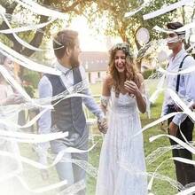 5pcs White Ribbon Magic Wands, Fairy Wands With Lace, Rotating Ribbons, Golden/Silver Bells, Party Cheering Props, Wedding, Christmas Gifts - A - 查看 3