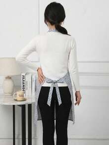 1件简约卡通可爱围裙，时尚厨房围裙，韩式可爱别致定制腰围围裙 - TJ-圓點灰-單口袋WQ - 查看 5