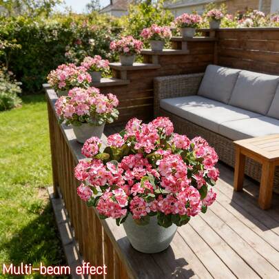 1 Stem Artificial Luxury Red & Pink Geranium Flower Bouquet, UV-Resistant Fake Flowers With Realistic Touch, For Home Decor, Porch, Balcony, Garden, DIY, Wedding, Mother's Day, Vase Filler, Dining Table, Party, Apartment, Living Room, Spring/Summer, Indoor/Outdoor