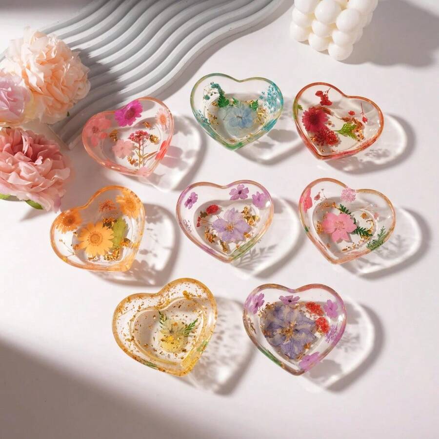 1pc Heart-Shaped Jewelry Epoxy Resin Casting Mold, Heart-Shaped Tray UV Epoxy Resin Mold Tool, Daily Jewelry Storage Tray Silicone Mold, Suitable For Gift & Craft Making, Reusable - White - View 1