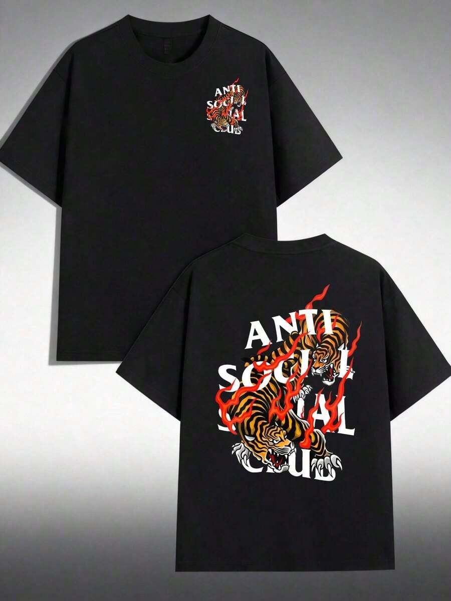 Break The System1pc Women's Casual Cotton Round Neck T-Shirt Women's Sports T-Shirt Men's T-Shirt Couple T-Shirts Valentine's Day Gift Birthday Gift Christmas Gift Unisex T-Shirt Suitable For All Seasons,With Anti Social Club MotifRound Neck Loose Fit T-Shirtwomens Clothes,Graphic T Shirt,Summer Clothing Women - 9號 - 查看 1