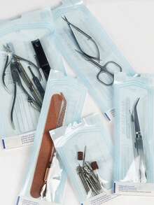 200pcs Disposable Manicure Tool Sterilization Bags, Sanding Blocks, Cuticle Pusher, Sealed Sterilization Pouches - Multicolor - View 1