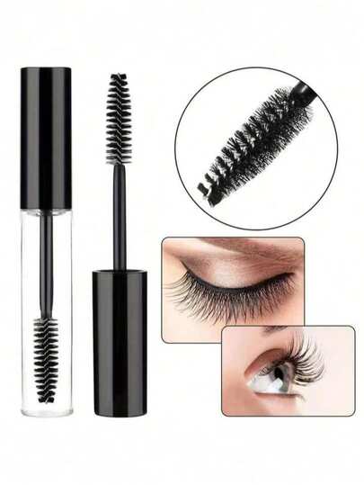 3/4/6pcs 10ml Empty Mascara Tube With Brush Wand, Refillable Eyelash Cream Container DIY Cosmetics Bottle For Castor Oil/Eyebrow Growth Serum/Coconut Oil,