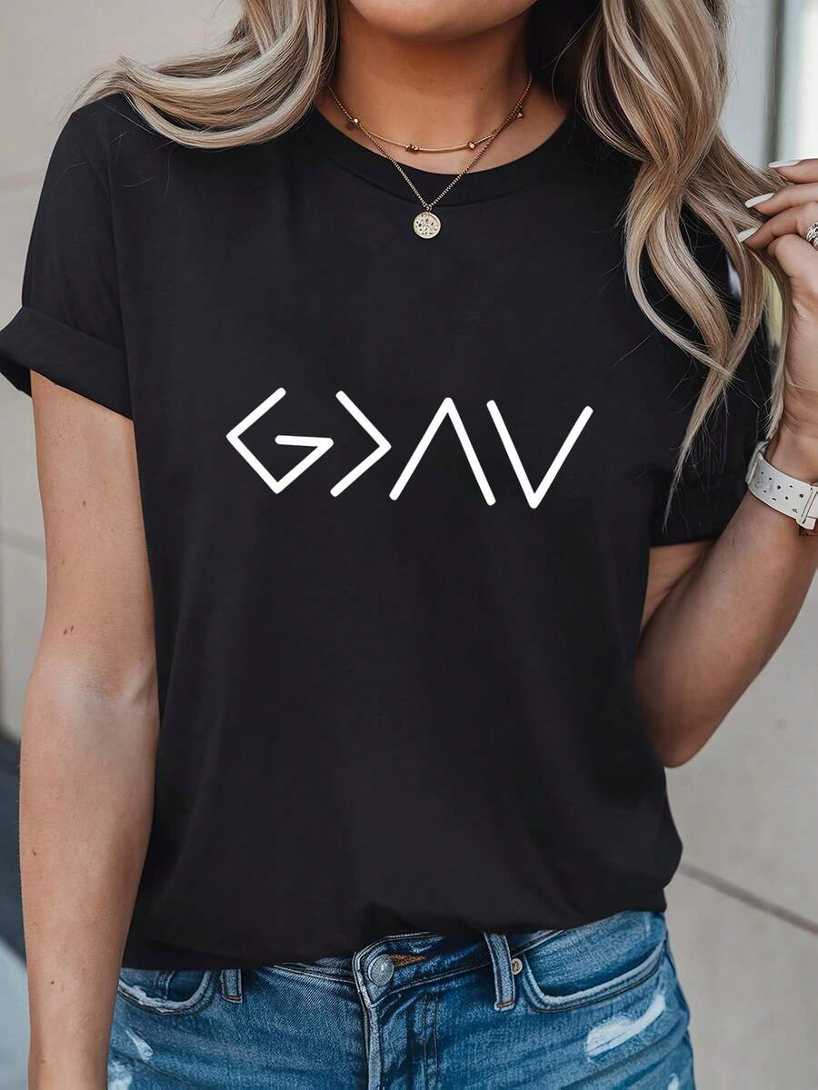 God is Greater than The Highs and Lows T-Shirt, Jesus Shirt, Religious Shirt, Gift, Christian Shirt, God Shirt, Church Gift, Christmas Gift - Negro - Ver 1