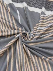 1pc Printed Ruffled Elastic Sofa Cover, Machine Washable, Protects Sofa, Dust & Dirt Resistant, Suitable For All Seasons - Grey - View 2