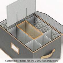 Caja de almacenamiento para copas de vino con divisores organizador acolchado de carcasa dura para juegos de vasos ideal para almacenamiento de cocina y suministros de mudanza 1 paquete - Gris - Ver 6