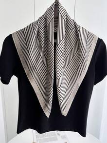 1条简约印花70厘米方形围巾，新款春季女士头巾，多功能腰带、头巾、时尚领巾 - 彩色 - 查看 1