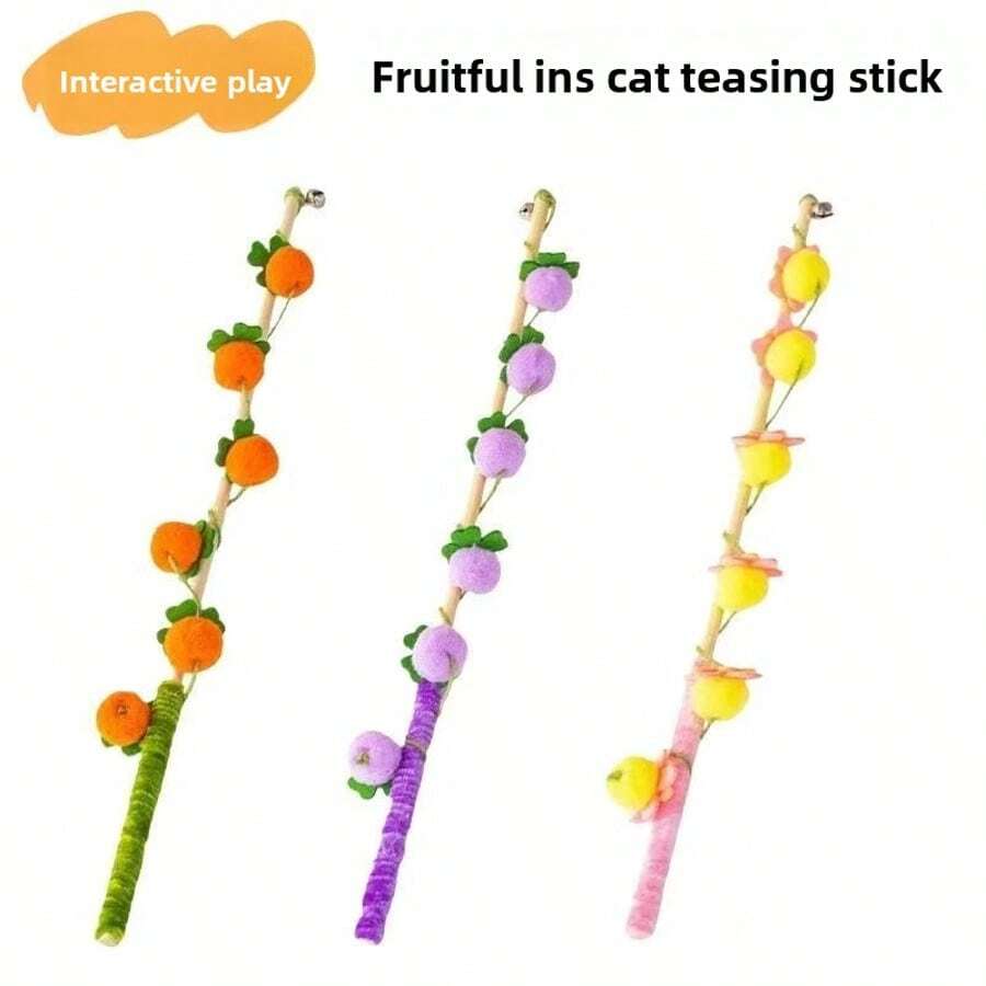 木制逗猫棒玩具，耐用耐咬，猫咪自娱自乐解闷工具，幼猫用品 - 查看 1