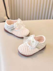 1 Pair Baby Girls' Summer New Lace Net Fabric Princess Flat Sandals, Soft Bottom Casual Toddler Sandals - White - View 3