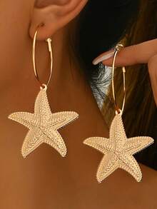 Creative Ocean Style Star Earrings, Women's Influencer Style, Fashion Street Style, Vacation Earrings - Starfish - View 1