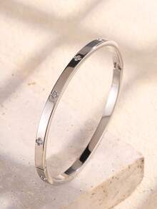 1pc Fashionable High-End Luxury Exquisite Floral Stainless Steel Bracelet, Women's Jewelry, Wedding Party & Date Gift - Bracelet - View 7