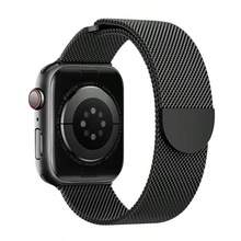 1pc Unisex Classic Stainless Steel Dual-Buckle Magnetic Milanese Loop Band Compatible With Apple Watch Series 10 9 45mm-38mm, Series Ultra/SE/10/9/8/7/6/5/4/3/2/1, Black Fashionable Band, Smart Watch Band, Watch Band Accessories, Breathable Non-Sweat, Popular Spring/Summer Item - Black - View 5