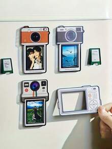 1 pieza Marco de fotos magnético de acrílico para refrigerador, estilo artístico y creativo, portafotos magnético para película instantánea - 1PC - Ver 4