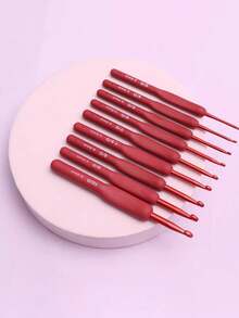 1Pc Soft Handle Alumina Crochet Hooks With Perfect Ergonomics, Ranging From 2mm To 6mm, Suitable For Hand Crochet Hook Set Suitable For Beginners And Experienced Crochet Enthusiasts, Perfect DIY Knitting Accessories Sewing Accessories Crochet Hooks Sweaters Knitting Hooks TRP Silicone Aluminum Hook Needles - Red - View 8