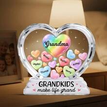 Grandma's Heart-Shaped Sweetheart 2D Flat - Personalized Acrylic Square Plaque - Meaningful Gift For Grandma On Mother's Day - As Shown2 - View 12
