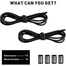 2.5MM Round No Tie Elastic Shoe Laces, 64 Stretchy Bungee Speed Tieless Shoelaces Sneakers - Initial - View 3