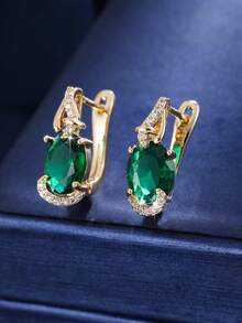 1 Pair Luxury Oval Stone Earrings, Minimalist Fashion Party & Daily Wear Jewelry Design - Earring - View 12