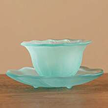 Bộ 1 tách trà gốm tráng men thanh lịch, tách trà thủy tinh mờ như pha lê kèm đĩa lót, thích hợp để thưởng trà, thư giãn, sử dụng hàng ngày, thiết kế bất đối xứng độc đáo, quà tặng ngày lễ, quà Giáng sinh. - Nhiều màu - Xem 8