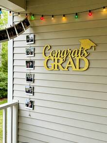 2026 Graduation Party Gold Glitter Graduation Cap Letter Wall Stickers Decor, Self-Adhesive EVA Material Backdrop Wall Decor, Balloon Arch Props, Home Decoration - Multicolor - View 8