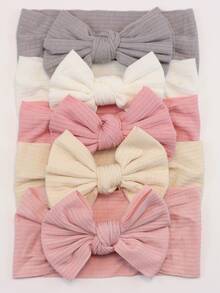 5 Stücke/Set Weiche elastische Schleifen-Stirnbänder für Neugeborene Baby Mädchen, Kinderzubehör für die Haare, Geschenk für Baby Mädchen, Alltagsstil für 0-3 Jahre alt - Mehrfarbig, 5 Stück - C3 - Übersicht 7