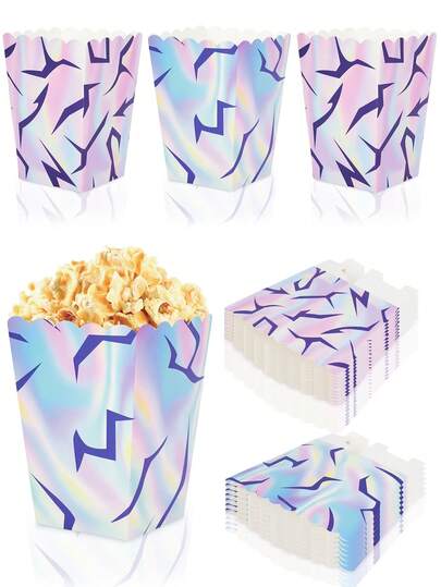 10pcs/20pcs Purple Musical Symbol Kpop Birthday Party Favor Paper Popcorn Boxes Kpop Themed Treat Popcorn Candy Snack Container For Birthday Party Wedding Anniversary Party Supplies Decors
