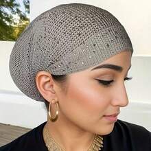 New Elastic Rhinestone Headscarf, Fashionable Muslim Headwear, Thin Headcover For Women - Multicolor - View 8
