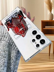 1PC Diseño urbano y moderno con pañuelo de cuadros rojos estilo paisley y gesto de manos rapero, funda para móvil transparente con ranura para tarjetas, protección completa de cámara, compatible con iPhone 17/16/15/14/13/12/11/Pro/ProMax, compatible con Galaxy A54/S24 Ultra/Plus, compatible con Moto/Galaxy/Redmi/Honor/OPPO, anti-caídas y almacenamiento, diseño minimalista - transparente - Ver 9