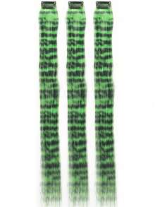 3 pièces Extensions de cheveux léopard et rayées, mèches de cheveux droites longues et colorées à clipser, convient pour le port quotidien des femmes et des filles, les fêtes, Halloween et autres festivals - Multicolore - Voir 28