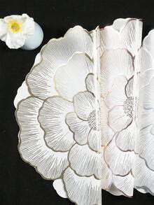 1-120pcs Rose Gold Irregular Peony Flower PVC Injection Molded, Hot Stamping Gold/Silver Waterproof Heat-Resistant Washable, Easy To Clean, Non-Slip Placemats For Home, Holiday, Picnic, Wedding, Party - Rose Gold - View 6