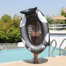 Hamaca de agua inflable, flotador con forma de ballena negra para adultos con red, cama flotante de agua inflable para adultos - Multicolor - Ver 8