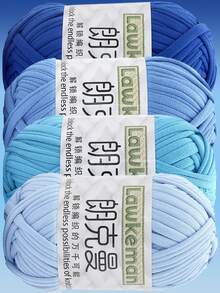 Lawkeman 4 pezzi/400g Filato di alta qualità per magliette, rotoli di filato per magliette - 2 cm di larghezza, filato intrecciato e lavorato a maglia, morbido e versatile, adatto per artigianato fai-da-te, può essere utilizzato per uncinetto e tessitura di borse, cuscini, bambole, coperte, pantofole, progetti all'uncinetto, ecc. Disponibile in più colori, filato multicolore | Filato in poliestere | Filato per uncinetto | Filato per artigianato | Palline di filato dai colori vivaci | Materiali per artigianato multifunzionali, accessori e forniture per la tessitura - Stili multipli - Visualizzare 9