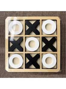 2026新款1件装木制井字棋游戏，经典XO三子连珠，双人逻辑策略游戏，生日/复活节/完美礼物 - 彩色 - 查看 2