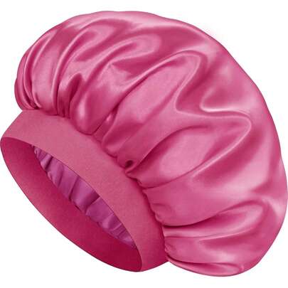 1pc Satin Sleep Cap With Elastic Band, Comfortable, Wide-Brim Bath Cap/Wide-Brim Hat. Soft Textured Sleep Cap, Hair Protecting Cap, Stretchy Sleep Cap Suitable For Curly Hair.