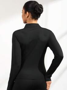 3-Piece Women's Sports Jacket With Thumb Hole, Small Stand Up Collar, Streamlined Long Sleeved Jacket With Pull Pockets, Low Impact Sports Yoga For Daily Casual Wear In Spring, Autumn And Winter - Nhiều màu - Xem 6