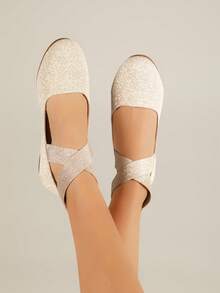 Giày bệt nữ thoải mái, thời trang, có quai ngang co giãn - Vàng - Xem 4