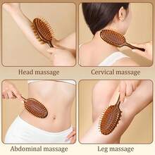 Lược massage đệm khí hai mặt bằng gỗ đàn hương, lược móng tay hai mặt dùng để bấm huyệt da đầu, kích thích mọc tóc và chống rụng tóc. - Xem 5