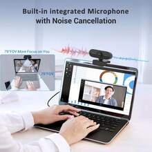 1080P HD Webcam With Built-In Microphone, Wide Angle View, USB Interface, 360° Rotation, Clip-On Camera, Suitable For Office And Home Security Monitoring - Black - View 5