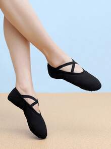 Hot Selling Black Shoes Women Pink, Red,Brown Thickened Comfortable And Breathable Dance Shoes, Soft Soles Ballet Shoes, Yoga Shoes, Dance Practice Shoes, Slip-On Flats, Indoor Slippers - 黑色 - 查看 1