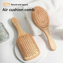 NEFOUME Natural Bamboo Air Cushion Massage Comb, Bamboo Material Contacts Scalp Safely, Anti-Static Prevents Tangling, Round Bamboo Teeth + High Elastic Silicone Air Cushion Massage, One Stroke Smooths Frizz And Reduces Hair Loss, Protective Oil Coating Prevents Moisture And Mildew, Bamboo + Rubber Materials - Multicolor - View 1