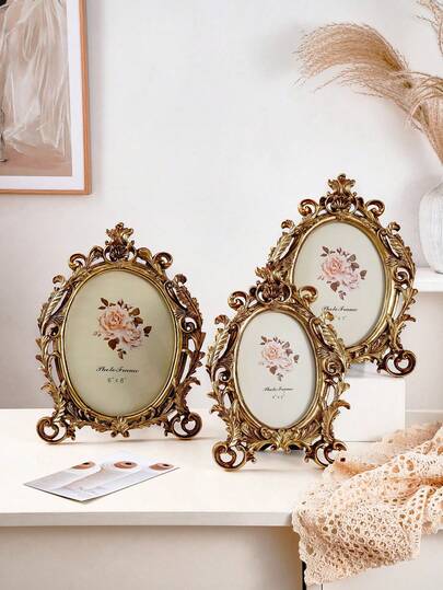 Vintage European Style Resin Photo Frame, Retro Baroque Design, Can Be Placed On Desk Or Hung On Wall (Without Photo Paper), Antique Home Decor, Wedding/Memorial Gift, Elegant Classic Decor, Vintage Gallery Frame, Rustic Unique Photo Display
