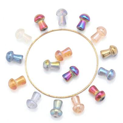 50pcs/Pack 8*12mm Center Hole Glass Mushroom Shaped Small Pendant, Suitable For Making Earrings, Necklaces, Phone Charms, Car Ornaments And Other DIY Jewelry Accessories