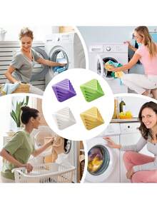 Bộ 4 quả bóng giặt chống gió tái sử dụng cho máy sấy và máy giặt, dùng cho máy sấy, phòng tắm, nhà cửa, du lịch, căn hộ, khách sạn. - Nhiều màu - Xem 7