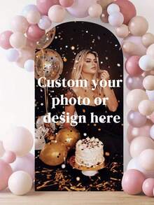 Customizable Arch-Shaped Backdrop With Name/Text - Stretchable Polyester Fabric Suitable For Weddings, Birthday Parties - Customizable Arch For Indoor/Outdoor Decor - Easy To Install, Durable And Portable Arch Backdrop - Multicolor - View 8