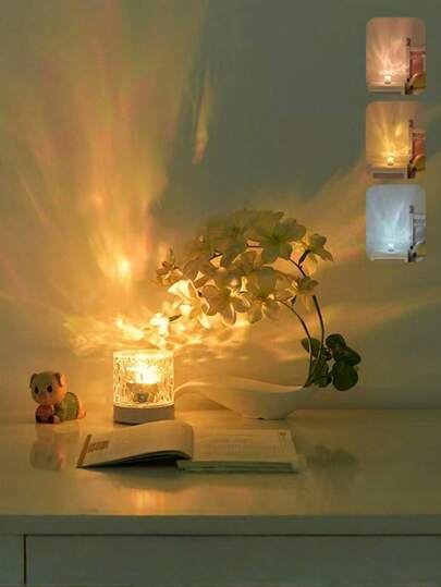 1pc Water Wave Northern Lights Atmosphere Lamp, 16 Lighting Colors, Touch & Remote Control, Creates Romantic & Cozy Ambiance, RGB Mood Night Light, Suitable For Bedroom, Home Theater And Ceiling Decor - Perfect For Valentine's Day, Wedding And More
