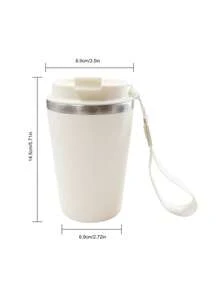 1PC,Portable Insulated Coffee Cup With Leakproof Lid & Webbing Strap - Multicolor - View 7