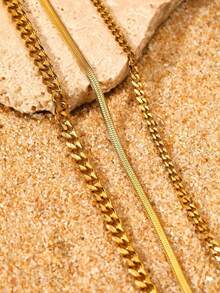 1pc Summer Bohemian Beach Vacation Casual Versatile Fashionable Exotic Travel Beach Ocean Style Layered Anklet - Gold - View 4