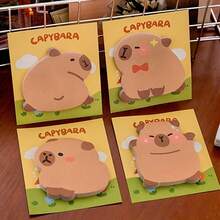 4pcs/Set Cute Cartoon Capybara Self-Adhesive Memo Pad, Office Supplies > Daily Office Supplies > Office Paper > Notebooks & Sticky Notes - Multicolor - View 2